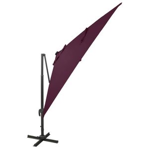 The Living Store Tuinparasol Bordeauxrood 300x300x258 cm - UV-beschermend polyester - Met LED-verlichting