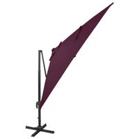 The Living Store Tuinparasol Bordeauxrood 300x300x258 cm - UV-beschermend polyester - Met LED-verlichting - thumbnail