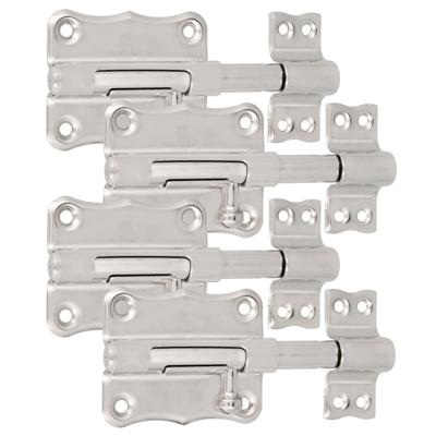AMIG Schuifslot - 4x - staal - 7 x 5.6 cm - vernikkeld - zilver - deur - poort - plaatgrendel