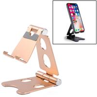 ROOSTAND R2 aluminiumlegering mobiele desktop Tablet beugel dubbele vouwen lui artefact grootte: 6.4 x7x9cm (Champagne goud)