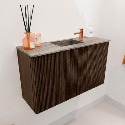 Toiletmeubel Mondiaz Joya Dlux | 70 cm | Meubelkleur Walnut | Faye wastafel Oza Wasbak Midden | 1 kraangat
