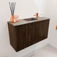 Toiletmeubel Mondiaz Joya Dlux | 70 cm | Meubelkleur Walnut | Faye wastafel Oza Wasbak Midden | 1 kraangat
