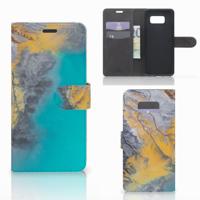 Samsung Galaxy S8 Plus | Bookcase | Marble Blue Gold