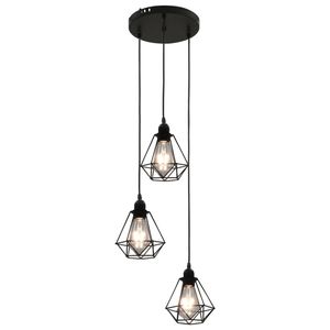 The Living Store Plafondlamp Diamant - Zwart - 25 x 100 cm - In hoogte verstelbaar