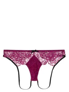 Fleur Du Mal string Roxy en dentelle brodée - Rose