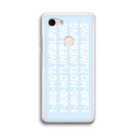 Hotline bling blue: Google Pixel 3 Transparant Hoesje