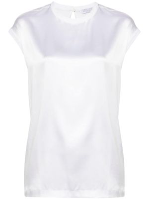 Brunello Cucinelli débardeur en satin à design stretch - Blanc