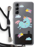 Vliegende eenhoorn: Samsung Galaxy S21 Transparant Hoesje met koord