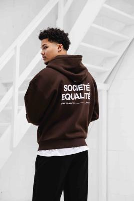 Equalité Societe Oversized Full Zip Hoodie Heren Bruin - Maat M - Kleur: WitBruin | Soccerfanshop