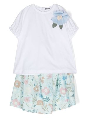 Il Gufo ensemble jupe-haut à fleurs - Blanc