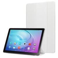 Zijde textuur horizontale Flip lederen draagtas met drie-opvouwbare houder voor Galaxy tab T510 (wit)