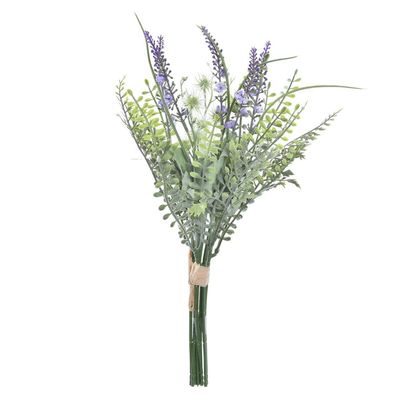 Lavendel kunstbloemen - bosje met stelen van paarse bloemetjes - 14 x 42 cm
