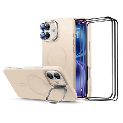iPhone 16 Cloud Soft Case with Stash Stand Protection Bundle - Light Tan