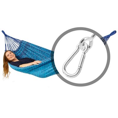 Eenpersoons hangmat met bevestiging - 300x140cm - Blauw - 120kg draagkracht- 100% katoen - binnen & buiten