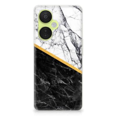 OnePlus Nord CE 3 Lite | TPU | Siliconen hoesje | Marmer Wit Zwart - Origineel Cadeau Man