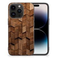 Houten Print Telefoonhoesje voor iPhone 15 Pro Wooden Cubes