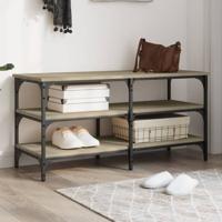 Schoenenbankje 100x38,5x49 cm bewerkt hout sonoma eikenkleurig