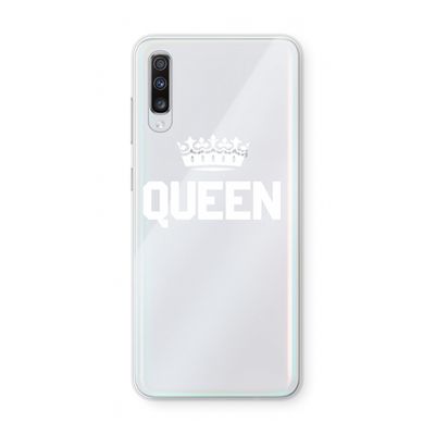 Queen zwart: Samsung Galaxy A70 Transparant Hoesje