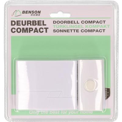 Benson Deurbel - draadloos - 16 melodie?n - 30 meter bereik - wit - compact