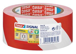 Tesa waarschuwingstape Universal, ft 50 mm x 66 m, rood/wit