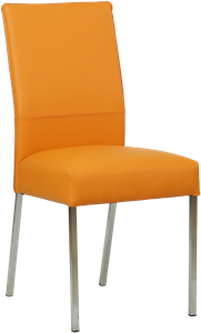 Oranje leren moderne eetkamerstoel Real - poot vierkant rvs - Toledo Leer Mandarin (oranje leer)