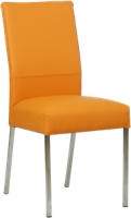 Oranje leren moderne eetkamerstoel Real - poot vierkant rvs - Toledo Leer Mandarin (oranje leer)