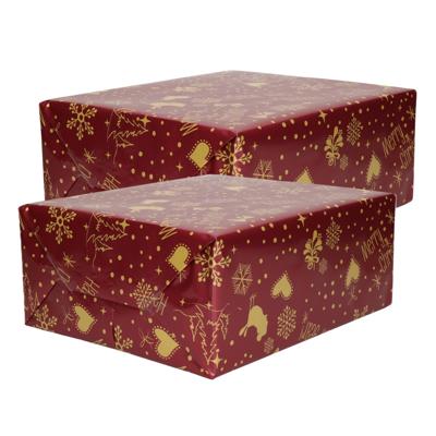 Luxe Kerst inpakpapier - cadeaupapier - bordeaux - Kerst Classics - 10x rollen - 250 x 70 cm