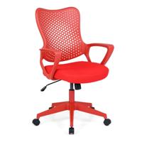 Ergonomische Bureaustoel Bureaustoel met Armleuningen en een Rugleuning van Ademend Gaas in Hoogte Verstelbare Draaistoel met Schommelfunctie-Rood