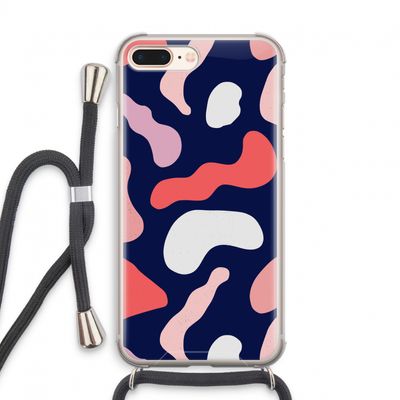 Memphis Shapes Pink: iPhone 7 PLUS Transparant Hoesje met koord