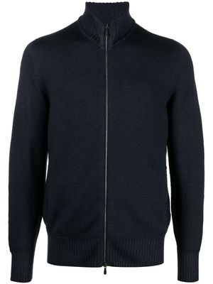 Drumohr cardigan en mérinos à fermeture zippée - Bleu