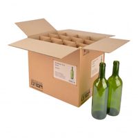 Wijnfles Bordeaux 75 cl, groen, doos 12 st.