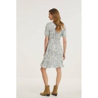 VILA wikkeljurk VIMINA met all over print en ruches wit/blauw/lila - thumbnail