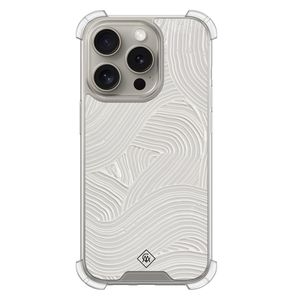 iPhone 15 Pro shockproof hoesje - Abstract beige waves