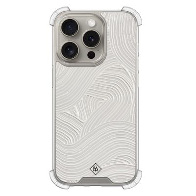 iPhone 15 Pro shockproof hoesje - Abstract beige waves