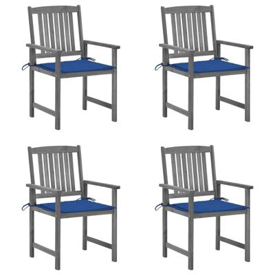Tuinstoelen 4 st met kussens massief acaciahout grijs