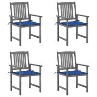 Tuinstoelen 4 st met kussens massief acaciahout grijs