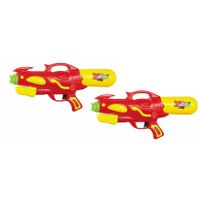 2x Waterpistool/waterpistolen rood/geel 50 cm