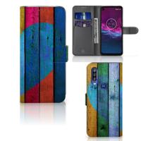 Motorola One Action | Book Style Case | Wood Heart - Cadeau voor je Vriend