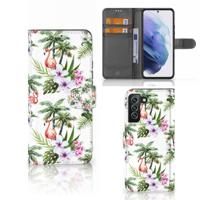 Samsung Galaxy S22 Plus | Telefoonhoesje | Met pasjeshouder | Flamingo Palms