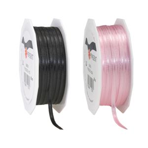 Cadeaulint/sierlint pakket - zwart/roze - 3 mm x 50 meter - Hobby/decoratie/knutselen