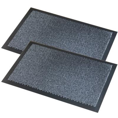Wicotex Deurmat Faro - 2x stuks - schoonloopmat - zwart/grijs - 40 x 60 cm