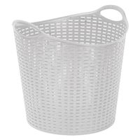 Gevlochten wasmand/opbergmand - flexibel - ivoor wit - 27 liter - rond - kunststof Gevlochten wasmand/opbergmand - flexibel - ivoor wit - 27 liter - rond - kunststof