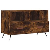 The Living Store Tv-meubel - Trendy - bewerkt hout en ijzer - 80 x 36 x 50 cm - gerookt eiken
