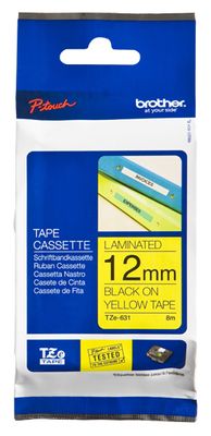 Huismerk Brother TZe-631 Labeltape 12mm Zwart op Geel