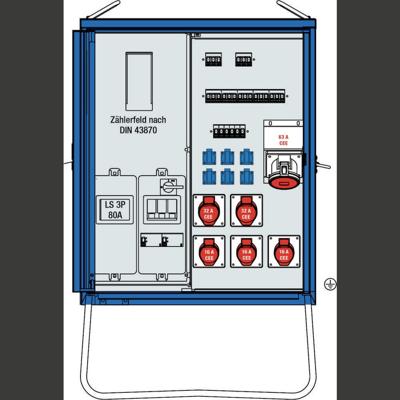 AS Schwabe A-V-E 1 55 kVA Bouwstroomverdeler 61831 400 V 63 A