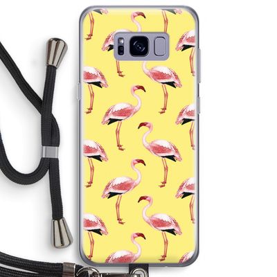 Flamingo's geel: Samsung Galaxy S8 Plus Transparant Hoesje met koord