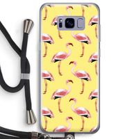 Flamingo's geel: Samsung Galaxy S8 Plus Transparant Hoesje met koord