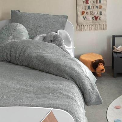 Dekbedovertrek Teddy Kids Lichtgrijs Effen 140x200 Cm Verwarmend Fresh And Co - Dekbed-Discounter.nl