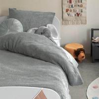 Dekbedovertrek Teddy Kids Lichtgrijs Effen 140x200 Cm Verwarmend Fresh And Co - Dekbed-Discounter.nl