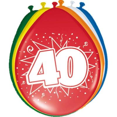Folat Verjaardag leeftijd ballonnen 40 jaar - 32x - multi - 40 cm - feestartikelen/versieringen